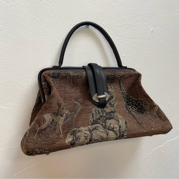 RAVIANI GARLAND WEEKENDER TAPESTRY SAFARI ANIMAL CARPET SHOULDER BAG PURSE - Picture 3 of 15